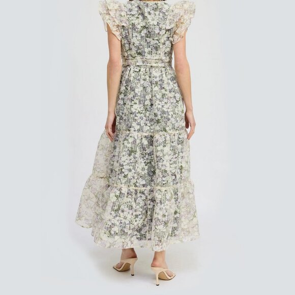 En Saison Floral Lace Maxi Dress in Cream and Green - Picture 7 of 11
